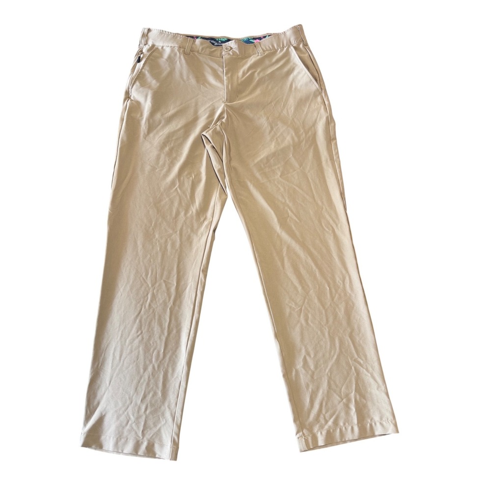 Birdie Bound Golf Pants Mens 34x30 Khaki Tan Performance Stretch Chino Trousers